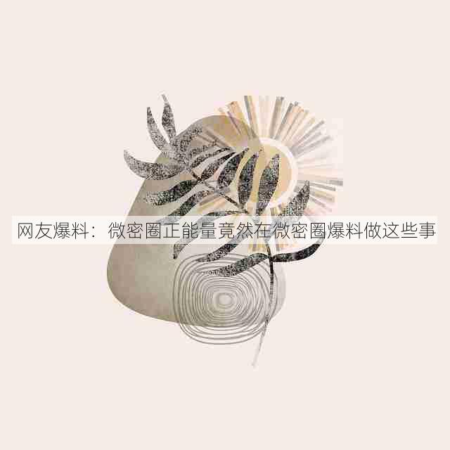 网友爆料:微密圈正能量竟然在微密圈爆料做这些事