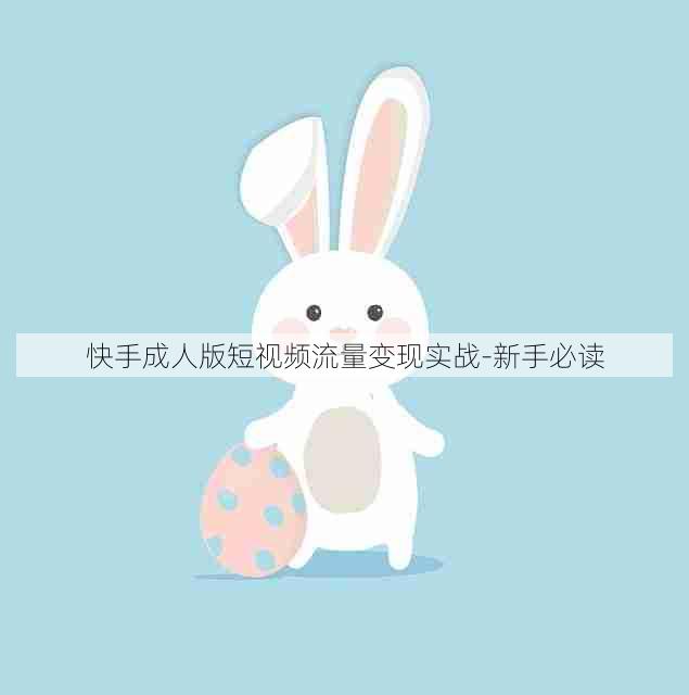 快手成人版短视频流量变现实战-新手必读